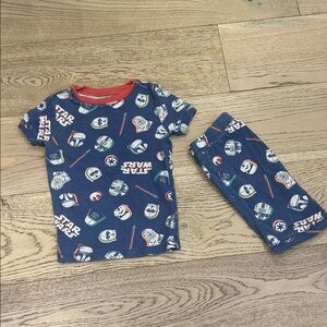 GAP Kids Blue Pajama Set with Red and White Star Wars Print